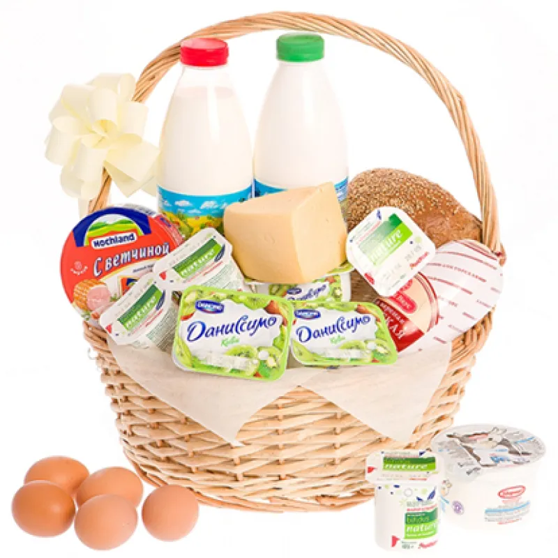 Корзинка свежих продуктов с хлебом и молоком, доставка Барыш